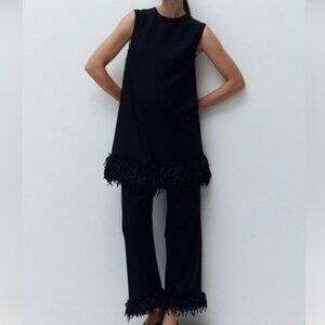 New H&M Fringe-Hem Mini Dress